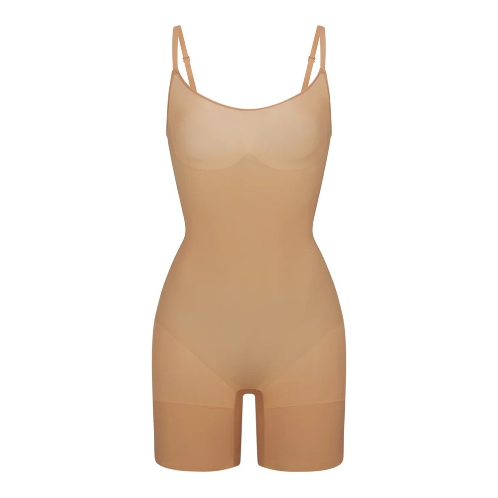 Skims Everyday Sculpt Mid Thigh Bodysuit Color Ochre